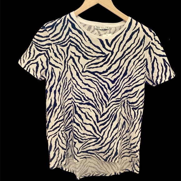 Zara NWT Zebra Print 100% cotton t-shirt - Picture 2 of 9